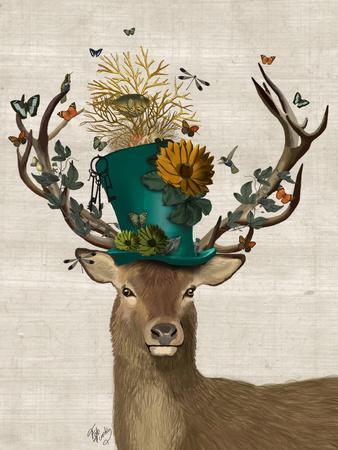 Mad Hatter Deer - Wall Art Print, 12x16