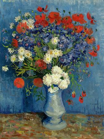 Still Life: Vase with Cornflowers and Poppies, 1887 - Giclee Print, 12x16 Still Life: Vase with Cornflowers and Poppies, 1887 - Giclee Print, 12x16